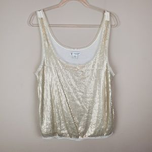 American Eagle Gold Sequin & Cream Tank Top